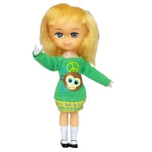 5" 60's Vintage OOAK Doll ~ Liddle Kiddle Head W/Dolly Darlings Hasbro Body